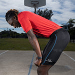 Men's CUT Weighted Compression Short side view showing weights on the quads