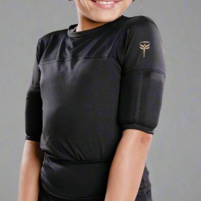 Girl's weighted short sleeve black top with weights