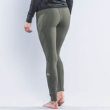 Rear picture showing the army green legging and weight pockets that run down the side of the leg.