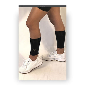Image showing person wearing the leg bands on the calves. 