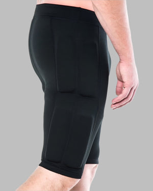 Men's CUT Weighted Compression Short side view  showing weights on the quads